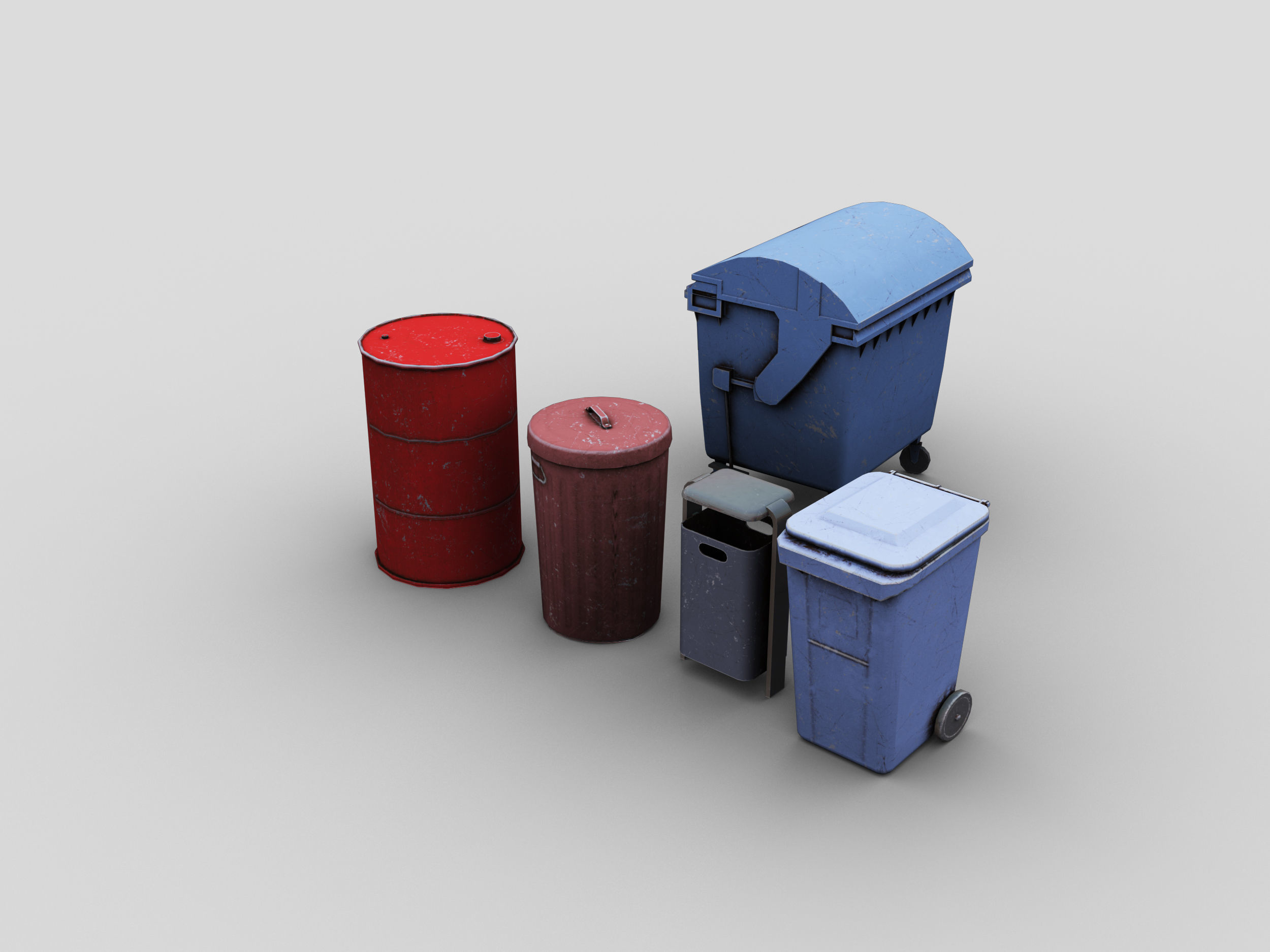 Wastbin Pack Low-poly 3D model_2