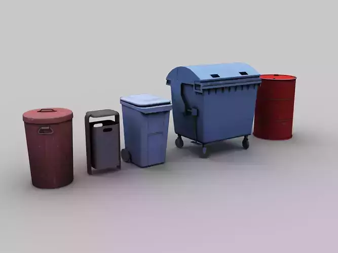 Wastbin Pack Low-poly 3D model Wastbin Pack Low-poly 3D model