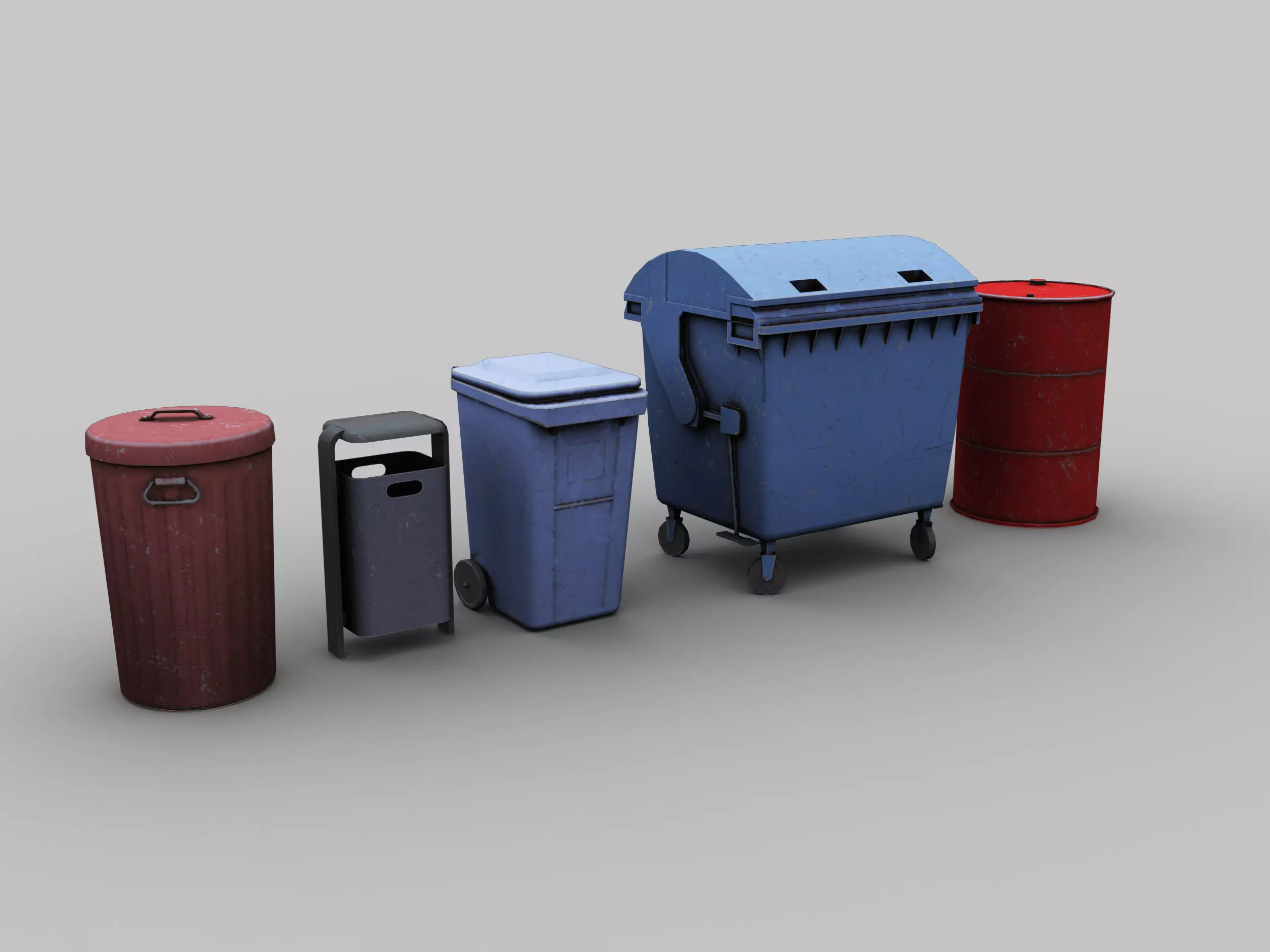Wastbin Pack Low-poly 3D model_0