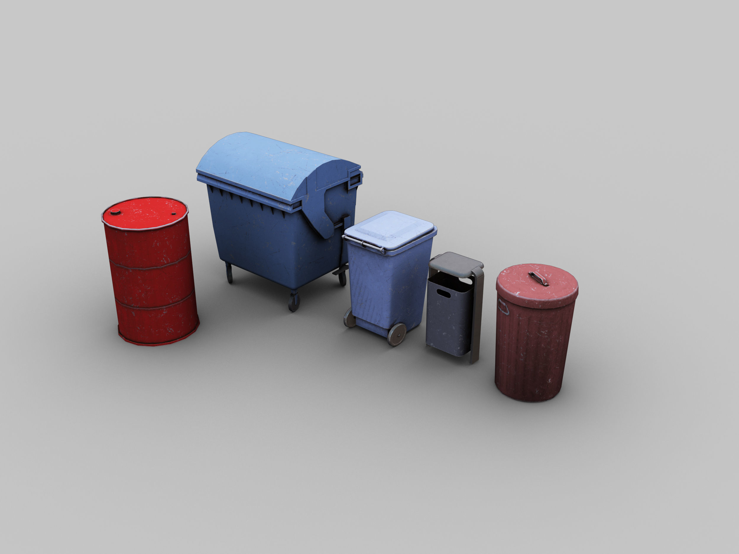 Wastbin Pack Low-poly 3D model_1