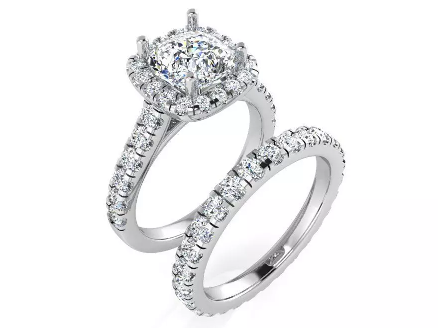 Square diamond ring with band 3271 3D print model 3D print model_0