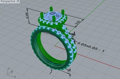 Square diamond ring with band 3271 3D print model 3D print model_7