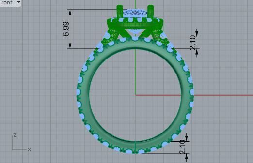 Square diamond ring with band 3271 3D print model 3D print model_5
