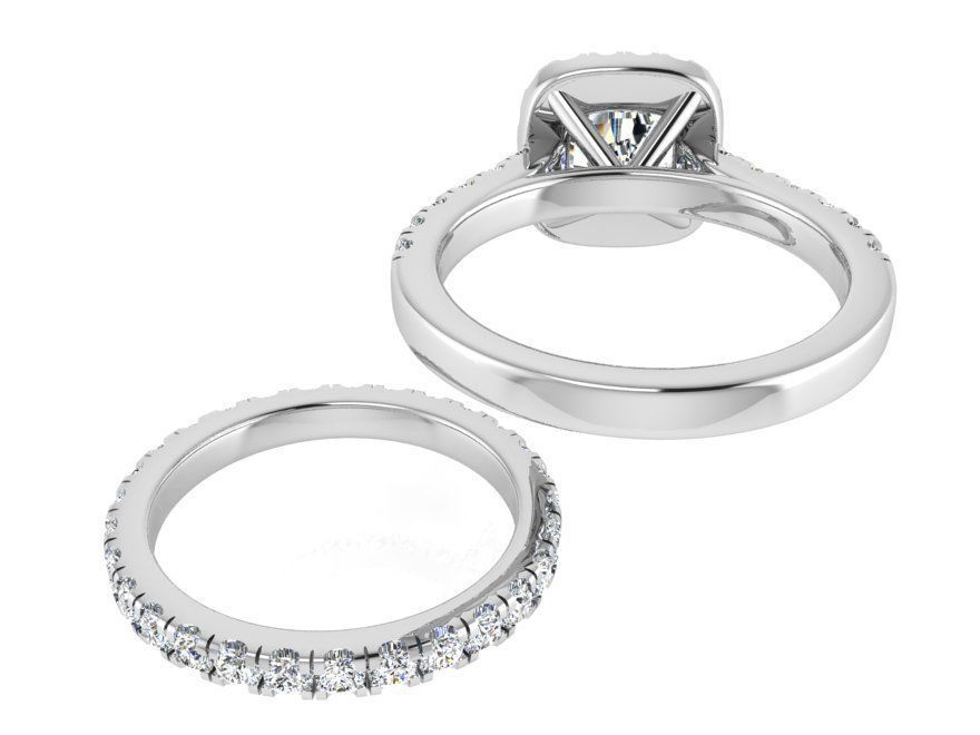 Square diamond ring with band 3271 3D print model 3D print model_3