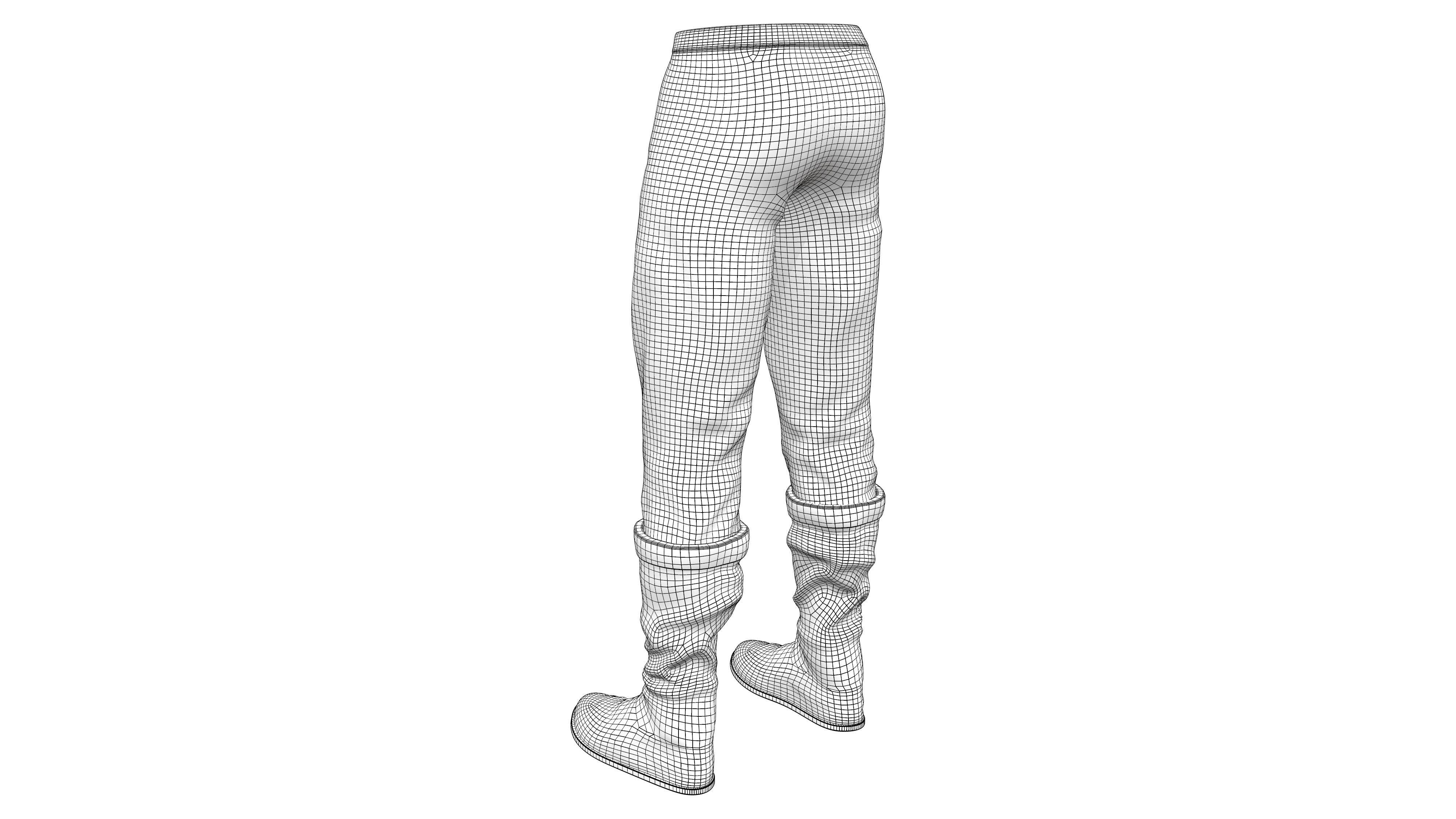 Medieval Long Pants And Boots Low-poly 3D model_7