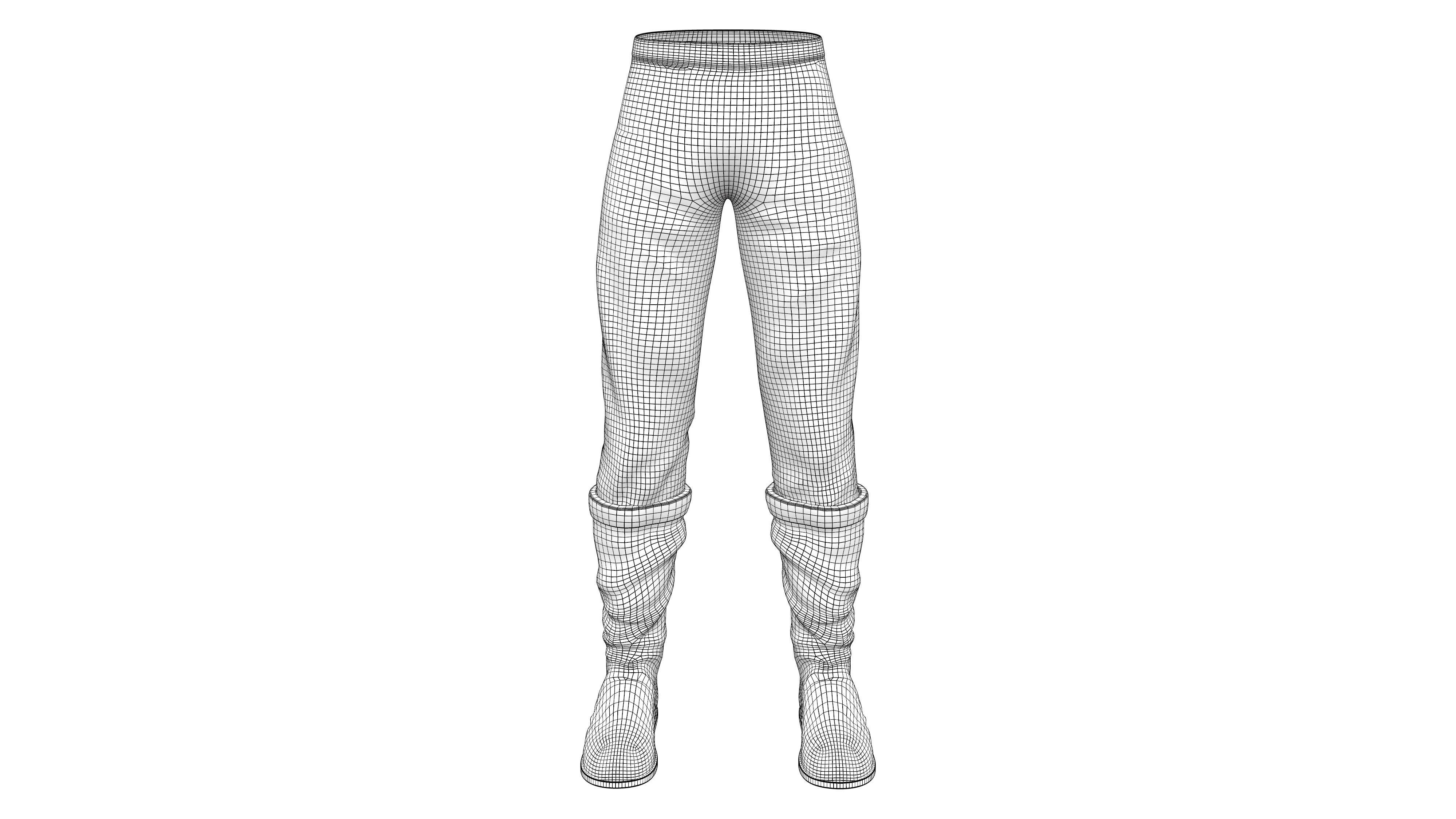 Medieval Long Pants And Boots Low-poly 3D model_6