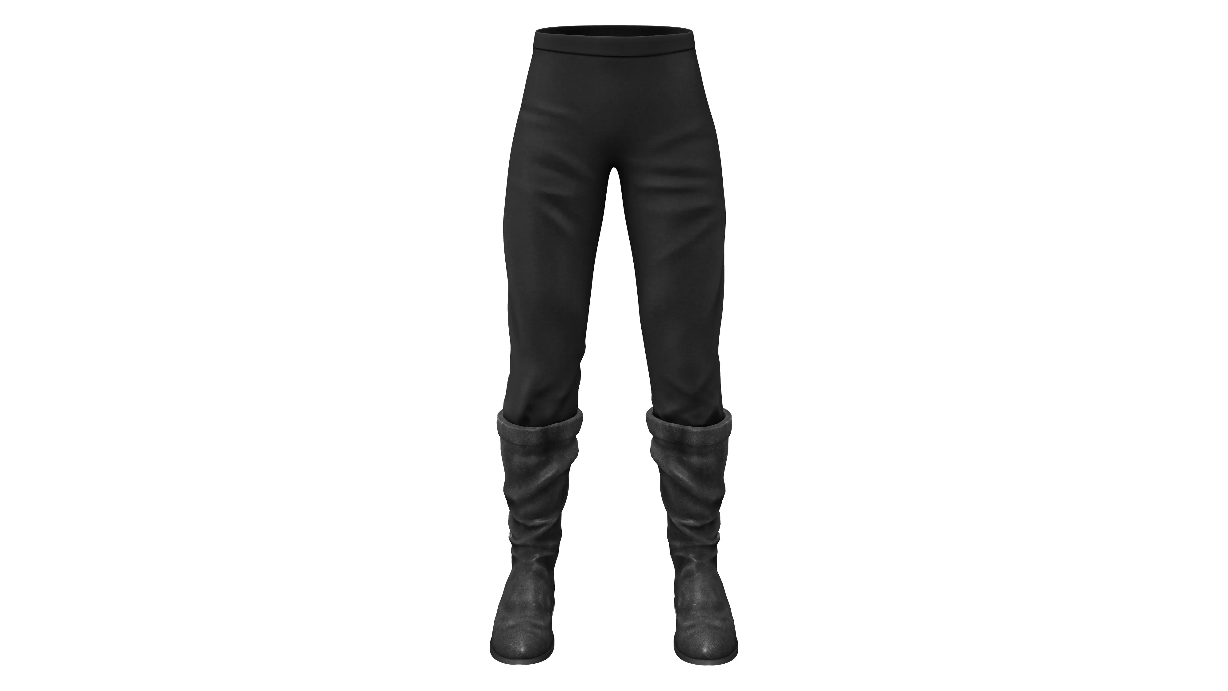 Medieval Long Pants And Boots Low-poly 3D model_0