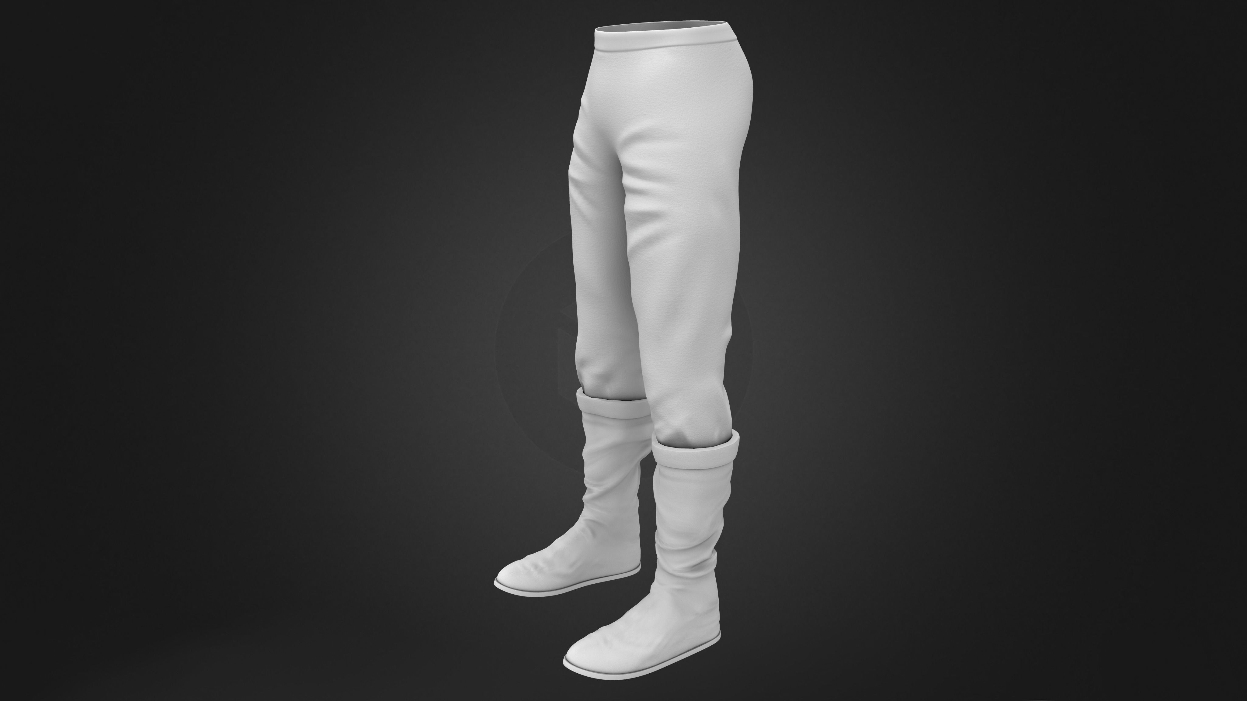Medieval Long Pants And Boots Low-poly 3D model_8