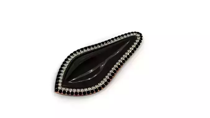 YD166 onyx and diamond brooch 3D print model