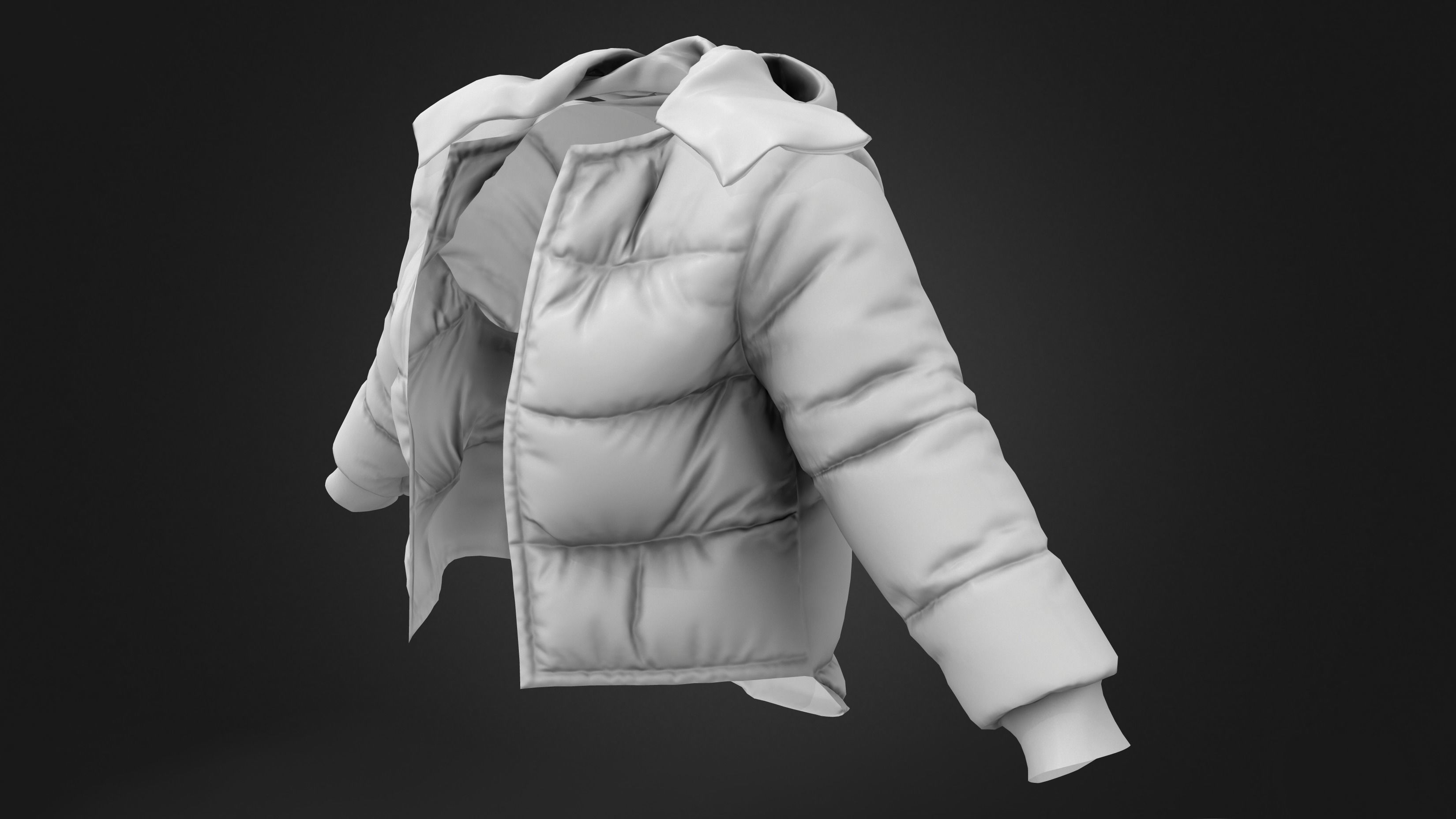 Metallic Yellow Open Front Oversize Padded Jacket Low-poly 3D model_8