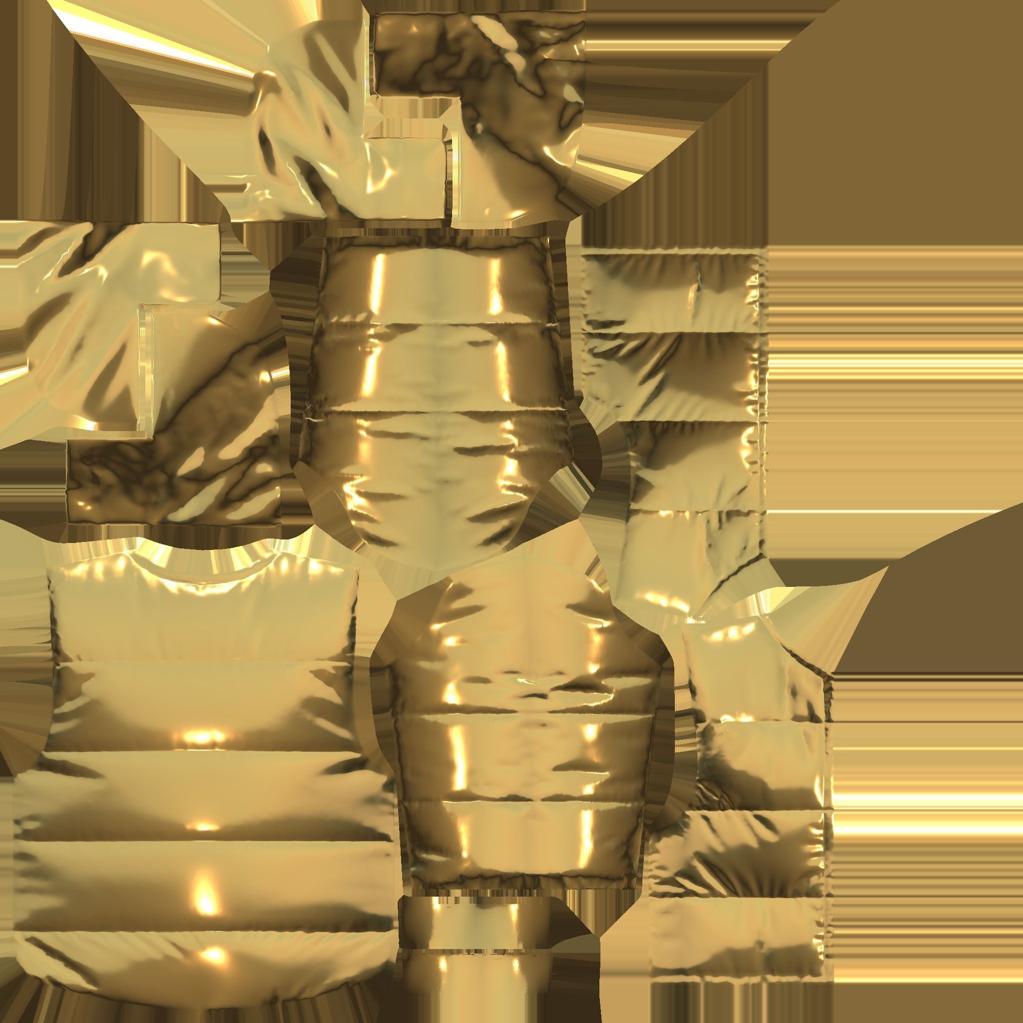 Metallic Yellow Open Front Oversize Padded Jacket Low-poly 3D model_9