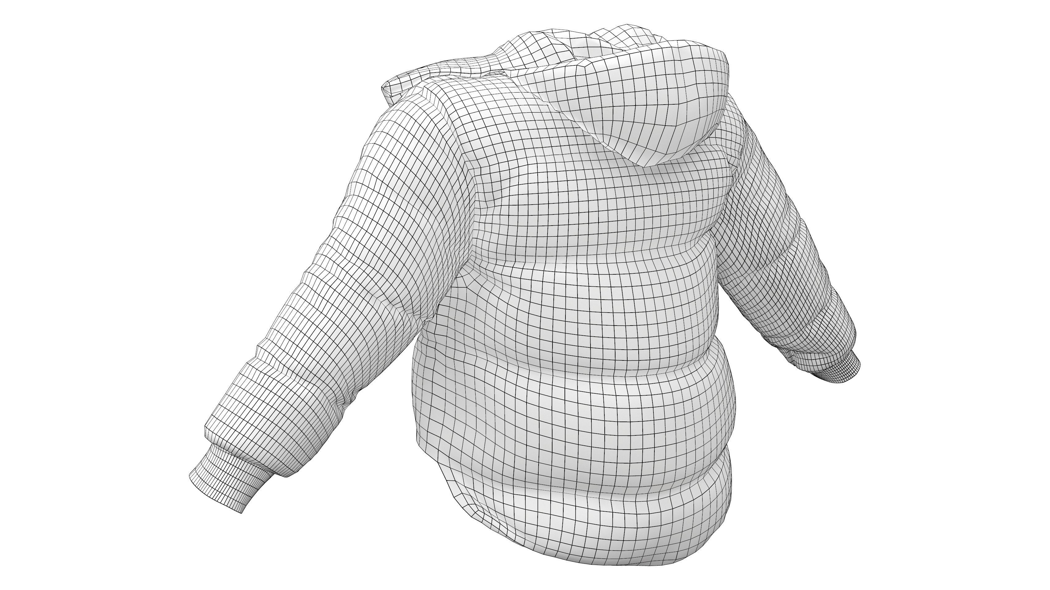 Metallic Yellow Open Front Oversize Padded Jacket Low-poly 3D model_7