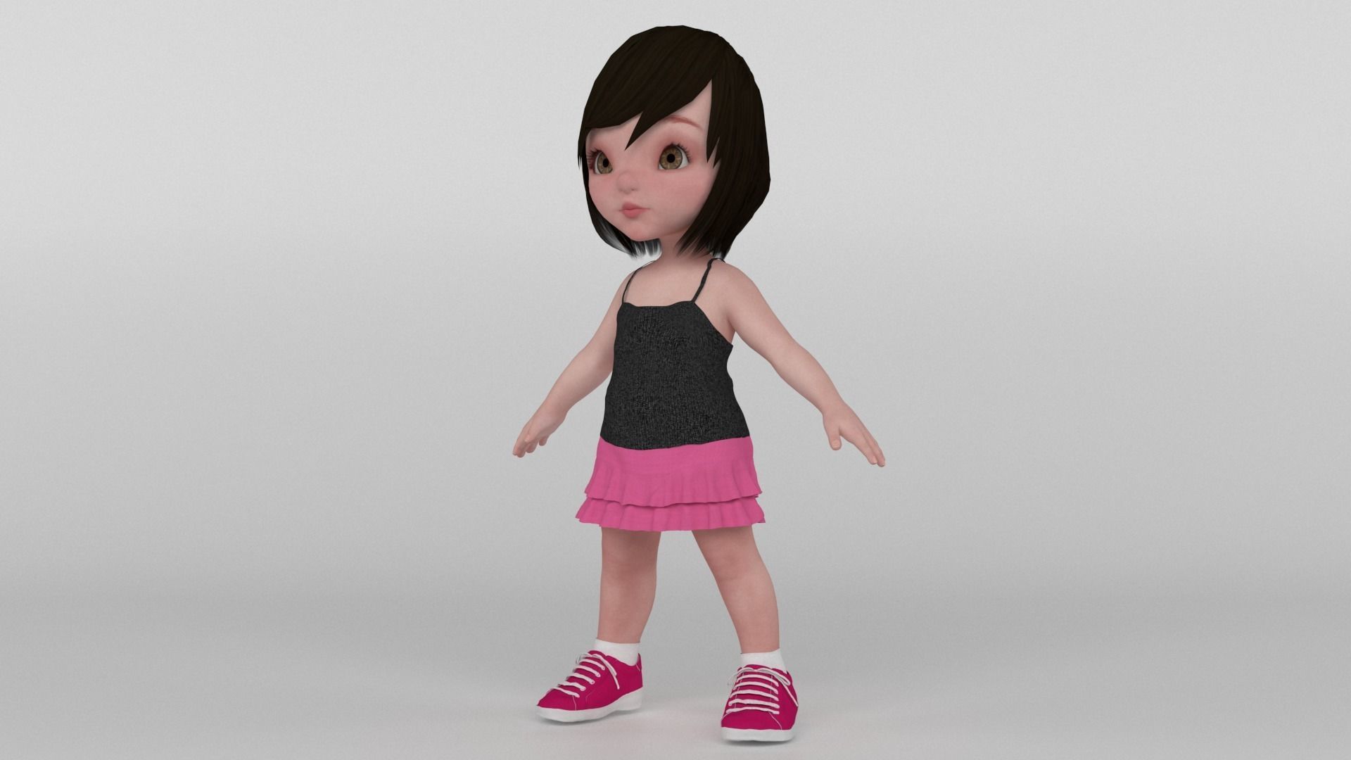 Toon Girl 3D model_2