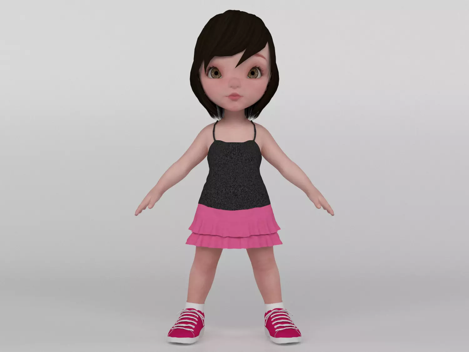 Toon Girl 3D model_0