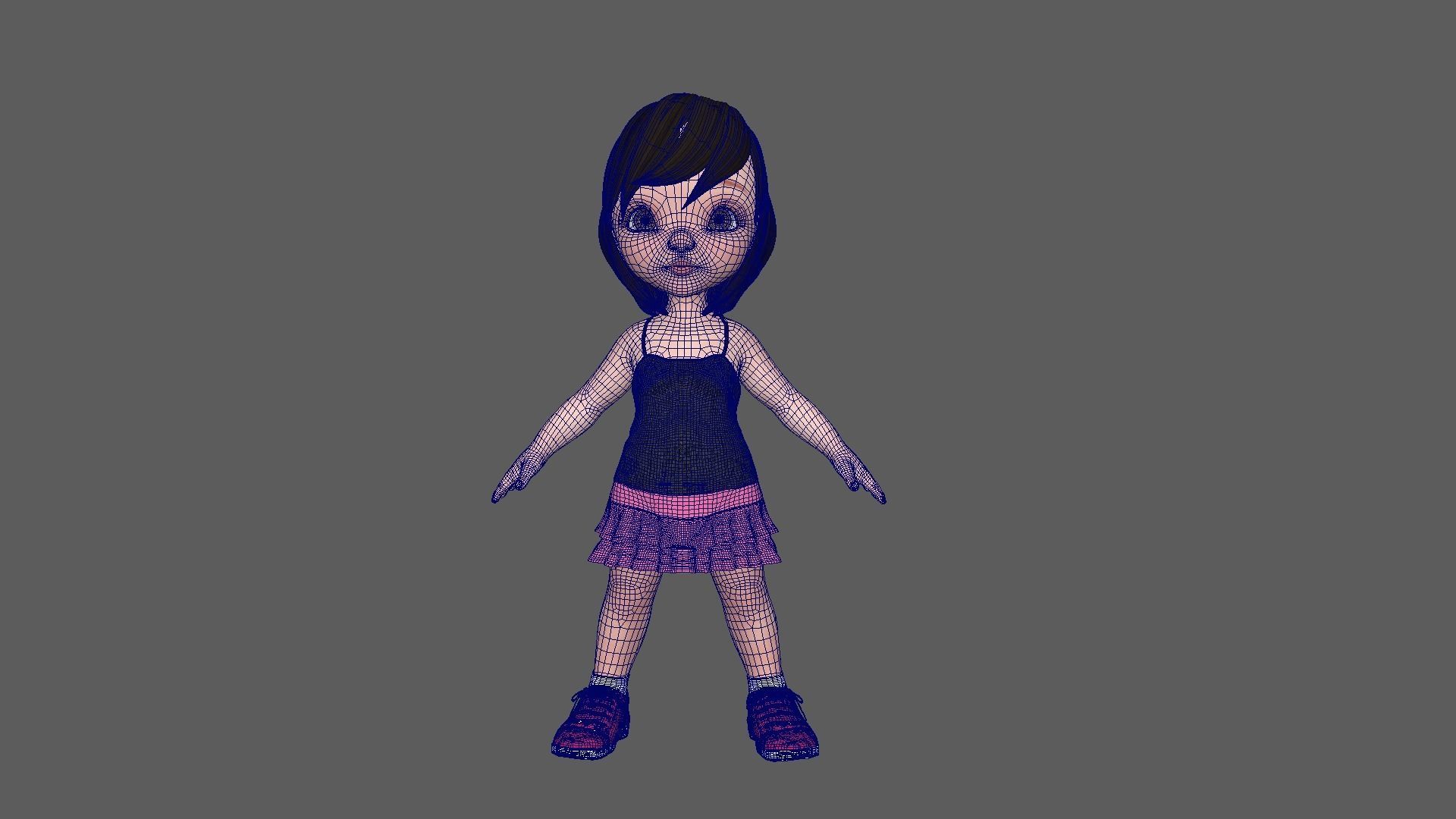 Toon Girl 3D model_7