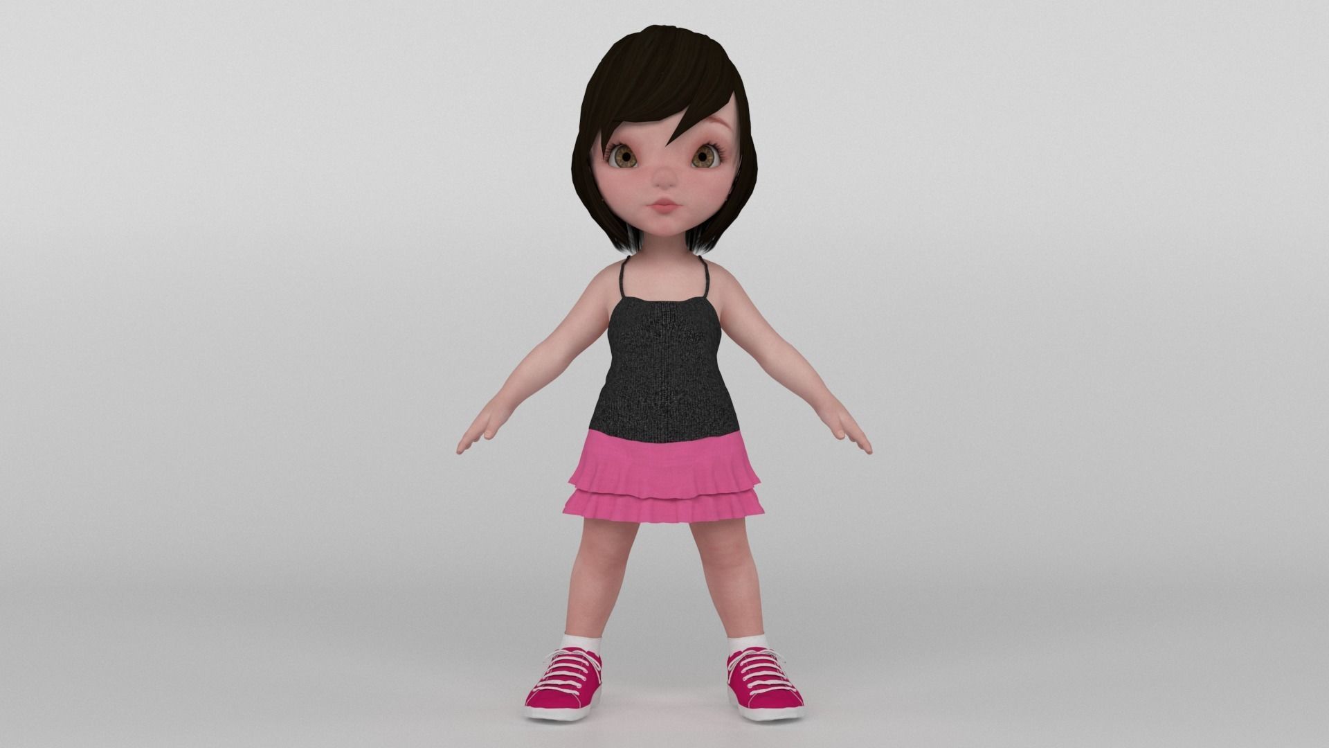 Toon Girl 3D model_6