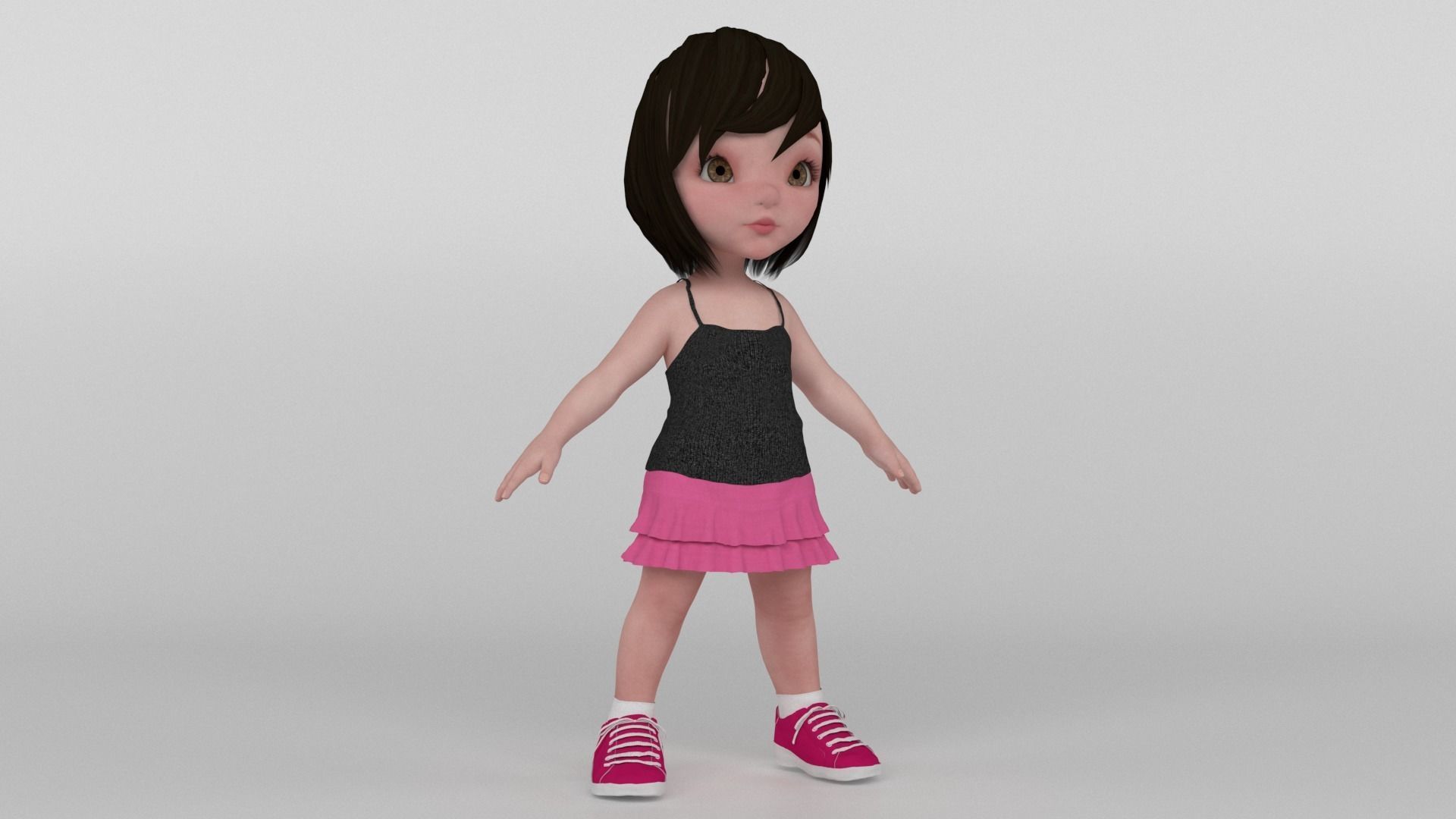 Toon Girl 3D model_5