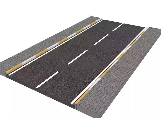 roadway asphalt road with stripe 3D model