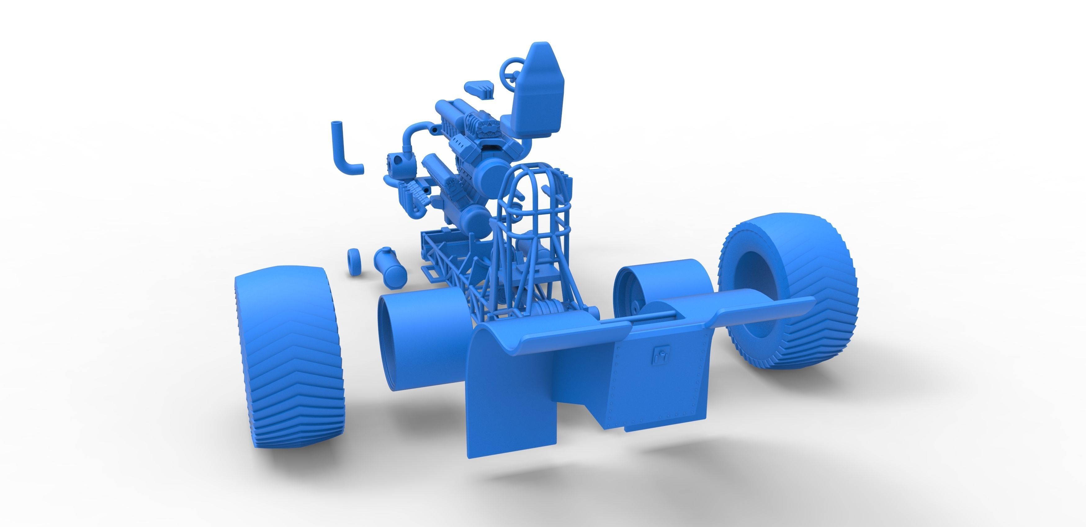 Pulling tractor with V12 and V8 engines Scale 1 to 25 3D print model_36
