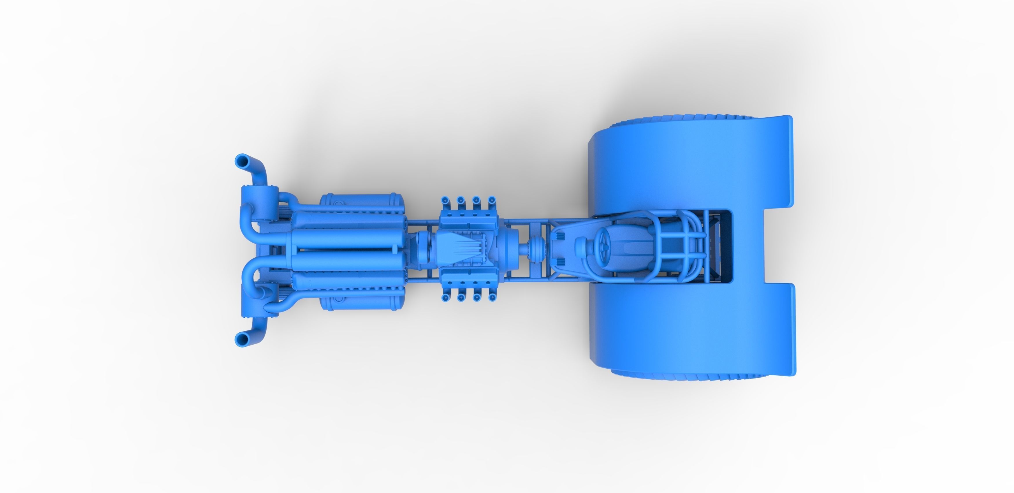 Pulling tractor with V12 and V8 engines Scale 1 to 25 3D print model_24