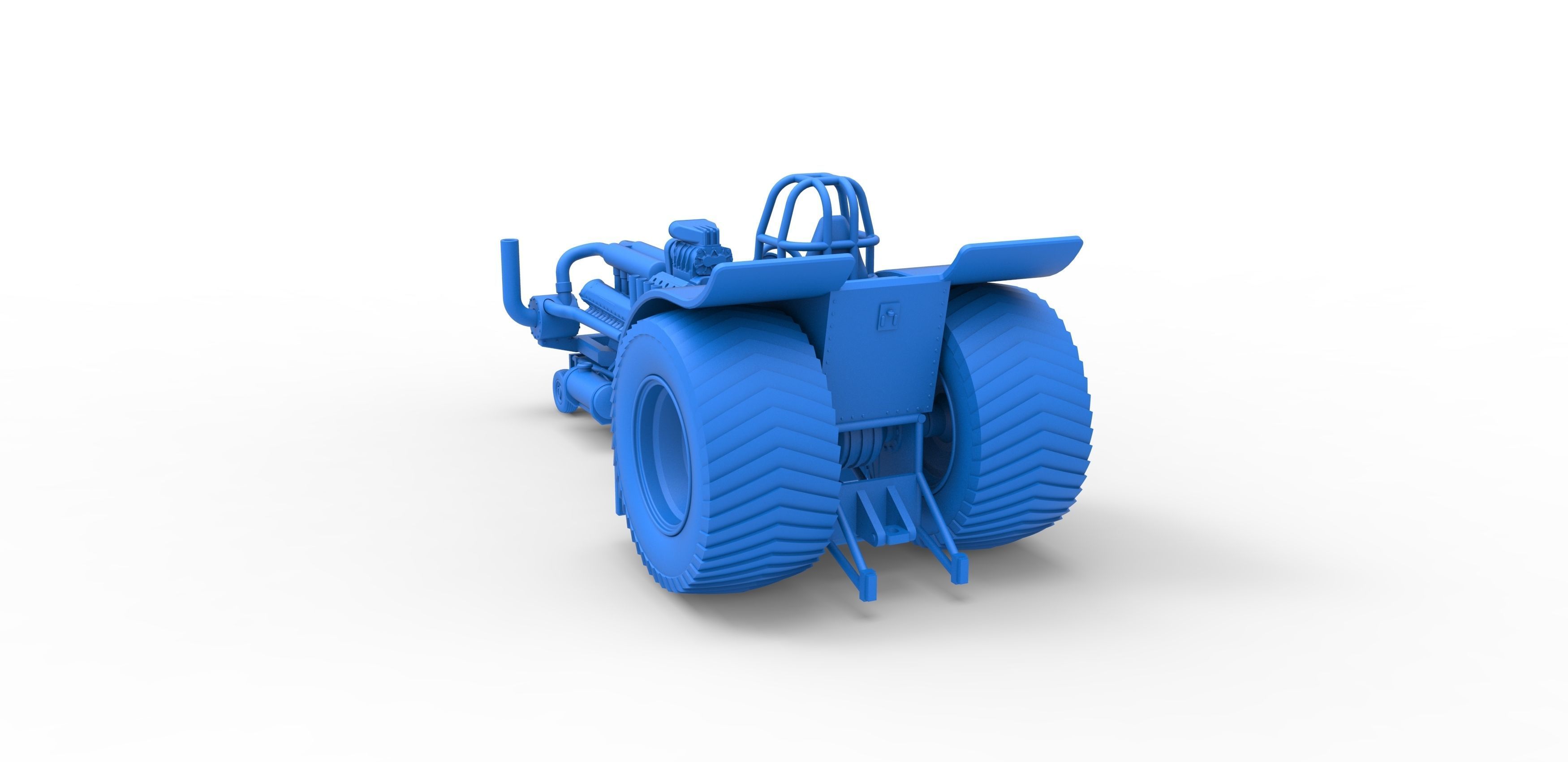 Pulling tractor with V12 and V8 engines Scale 1 to 25 3D print model_26