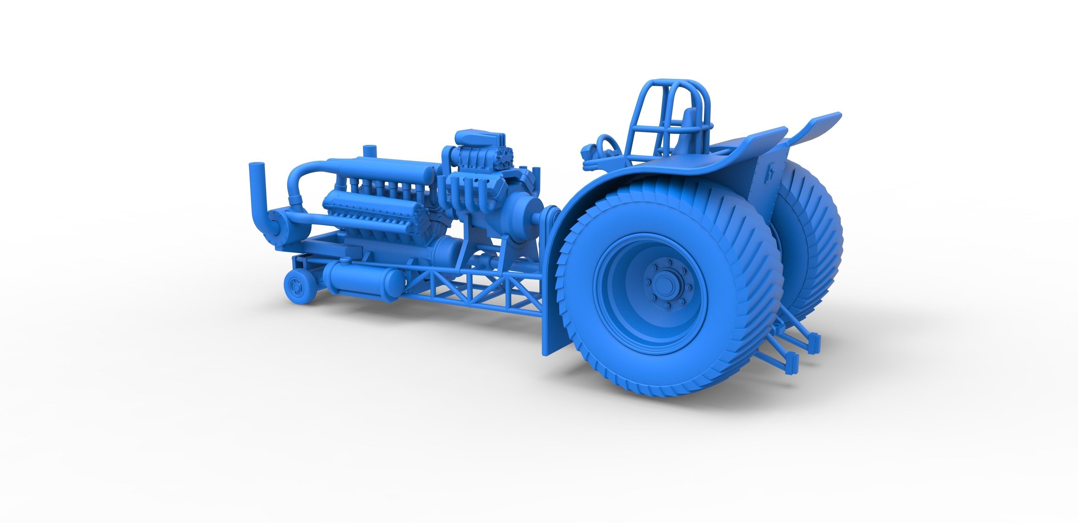 Pulling tractor with V12 and V8 engines Scale 1 to 25 3D print model_25