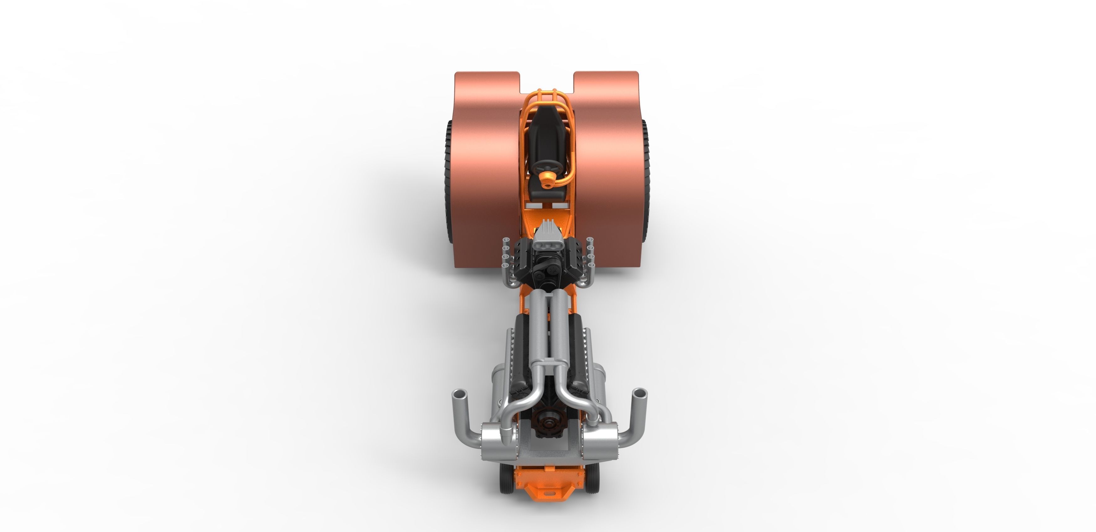 Pulling tractor with V12 and V8 engines Scale 1 to 25 3D print model_6