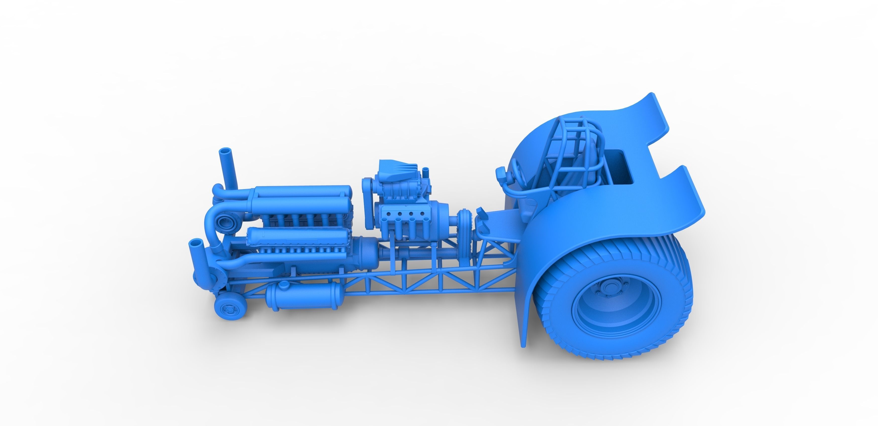Pulling tractor with V12 and V8 engines Scale 1 to 25 3D print model_23