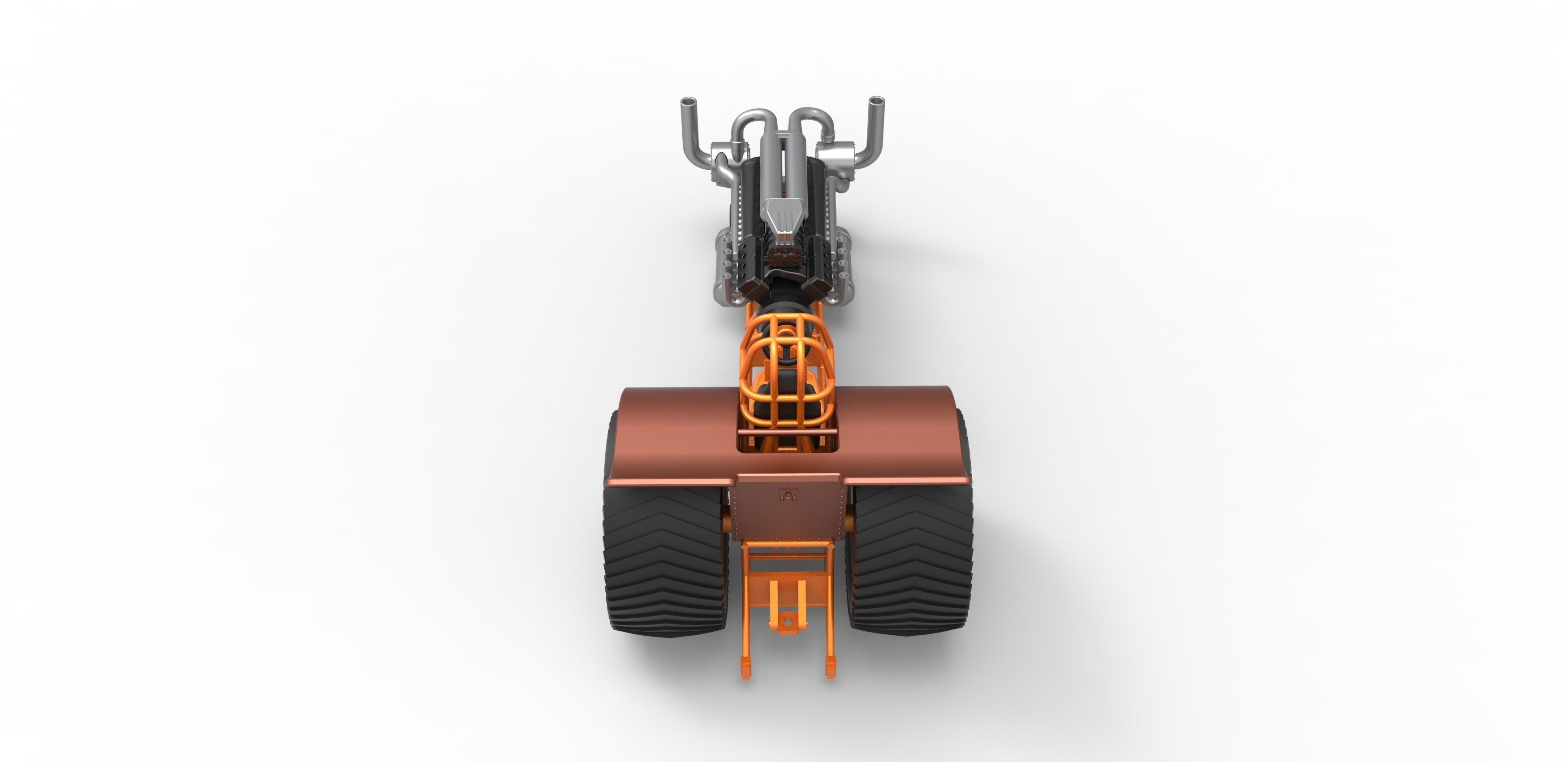 Pulling tractor with V12 and V8 engines Scale 1 to 25 3D print model_13