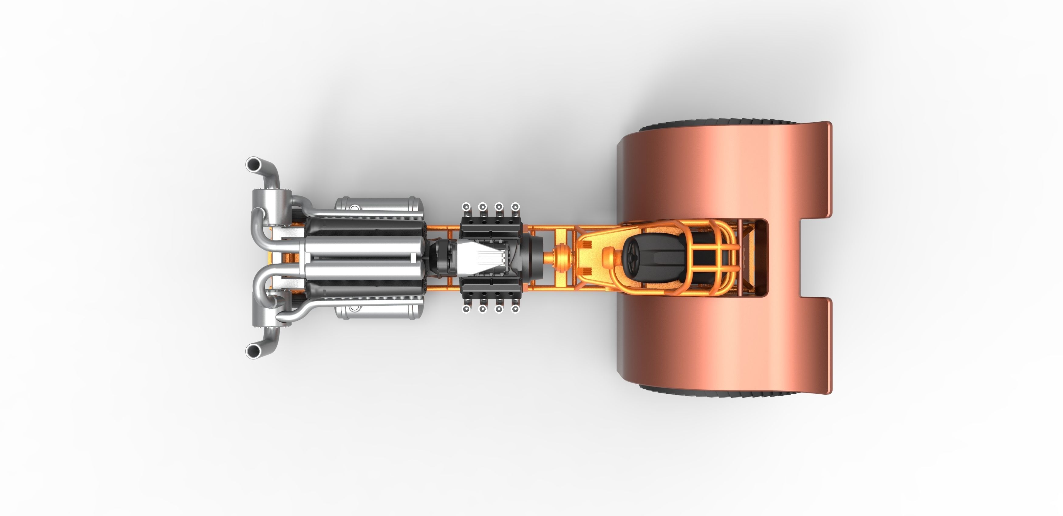 Pulling tractor with V12 and V8 engines Scale 1 to 25 3D print model_10