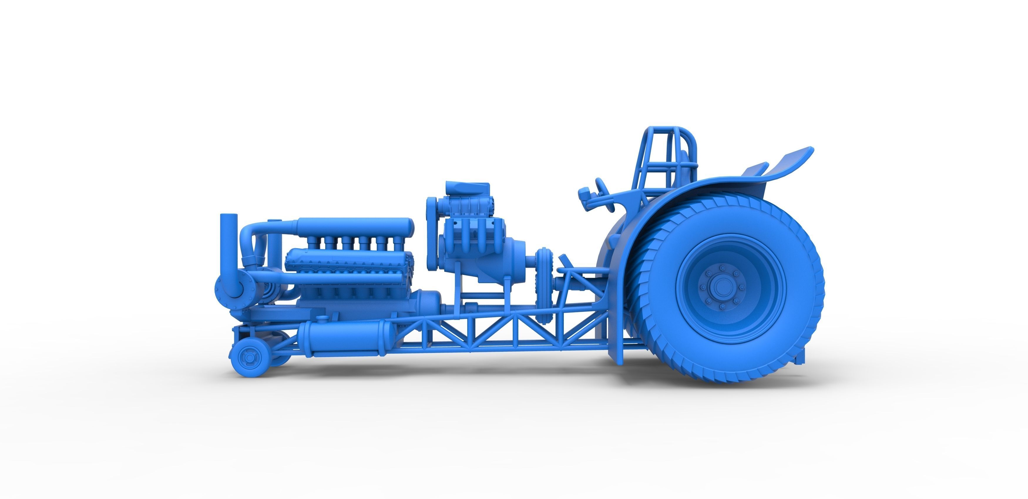 Pulling tractor with V12 and V8 engines Scale 1 to 25 3D print model_22