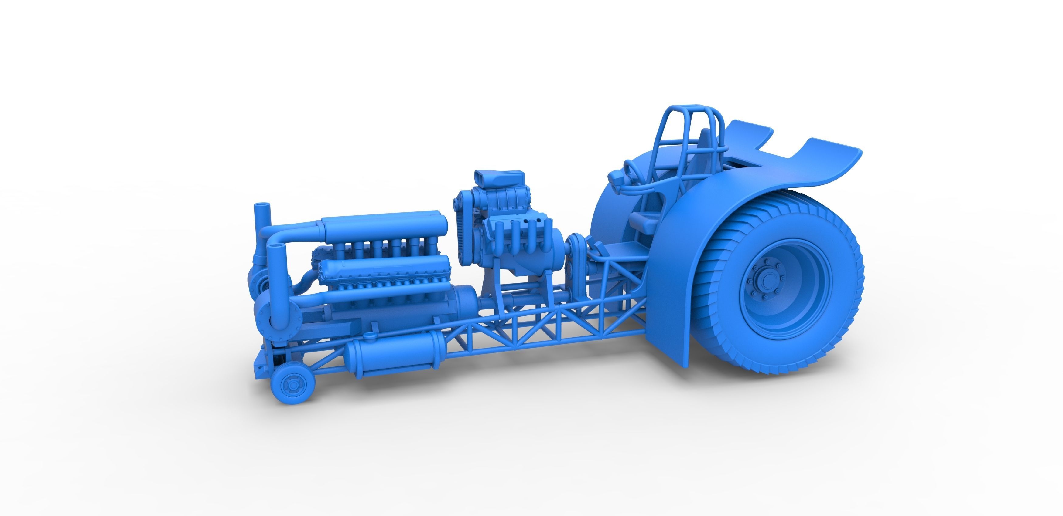 Pulling tractor with V12 and V8 engines Scale 1 to 25 3D print model_15