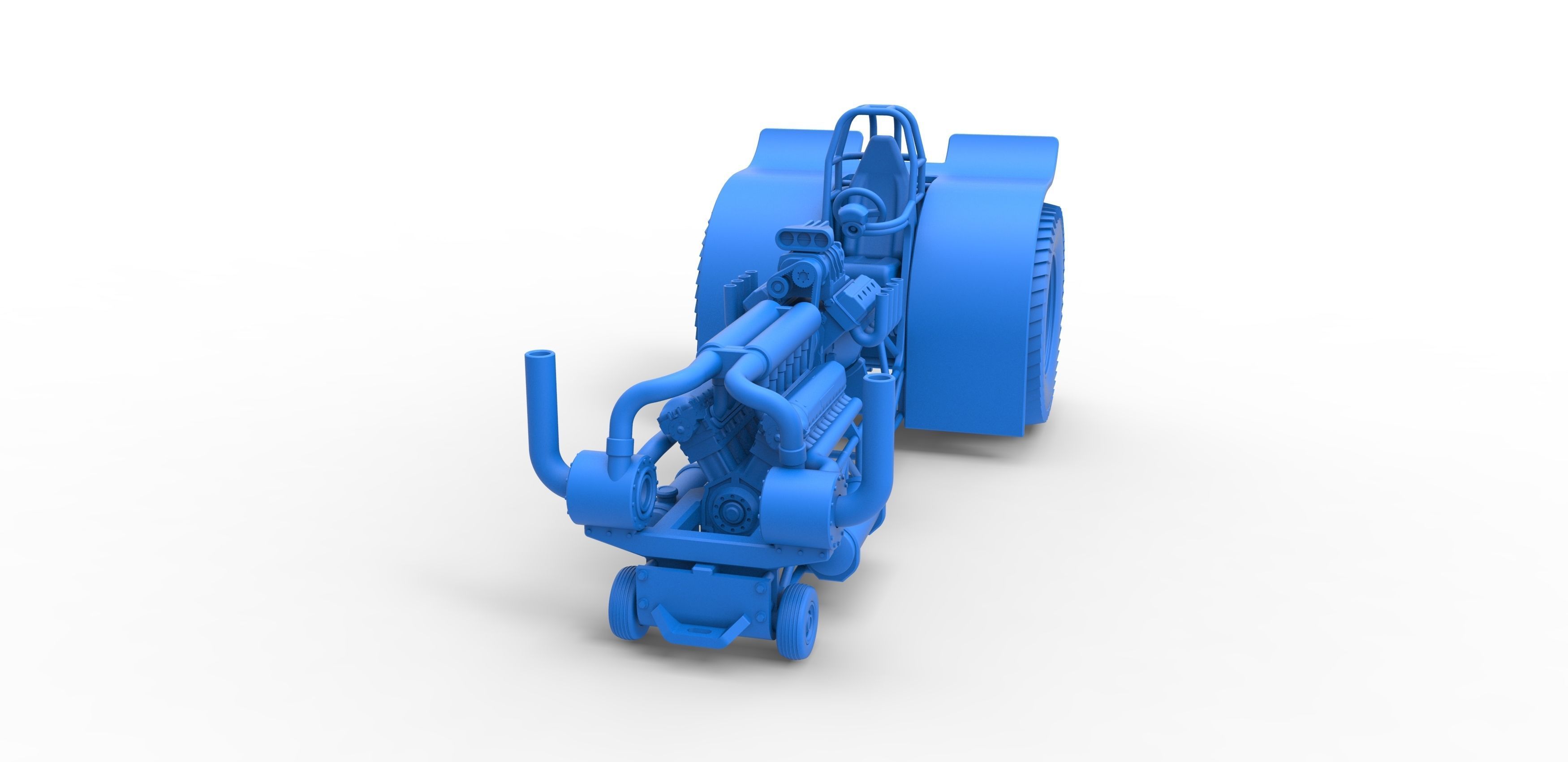 Pulling tractor with V12 and V8 engines Scale 1 to 25 3D print model_18