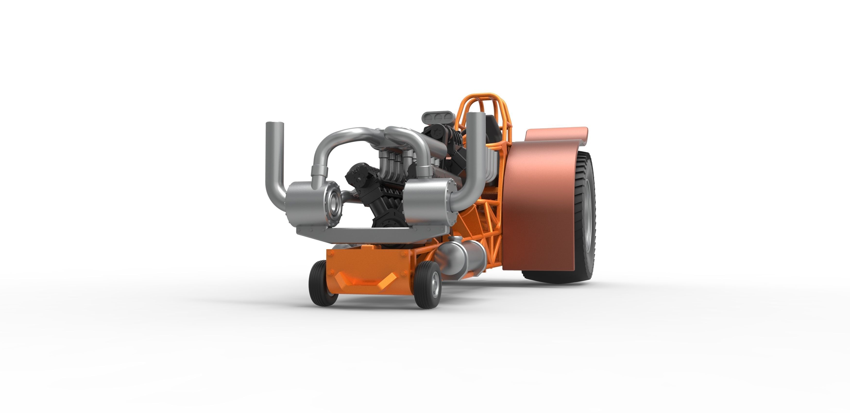 Pulling tractor with V12 and V8 engines Scale 1 to 25 3D print model_5