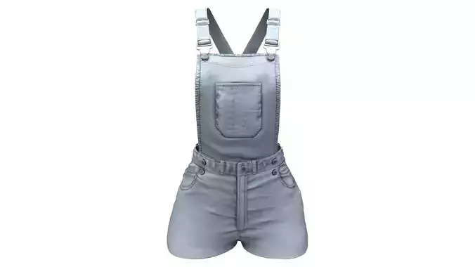 Short Jeans Overalls Low-poly 3D model