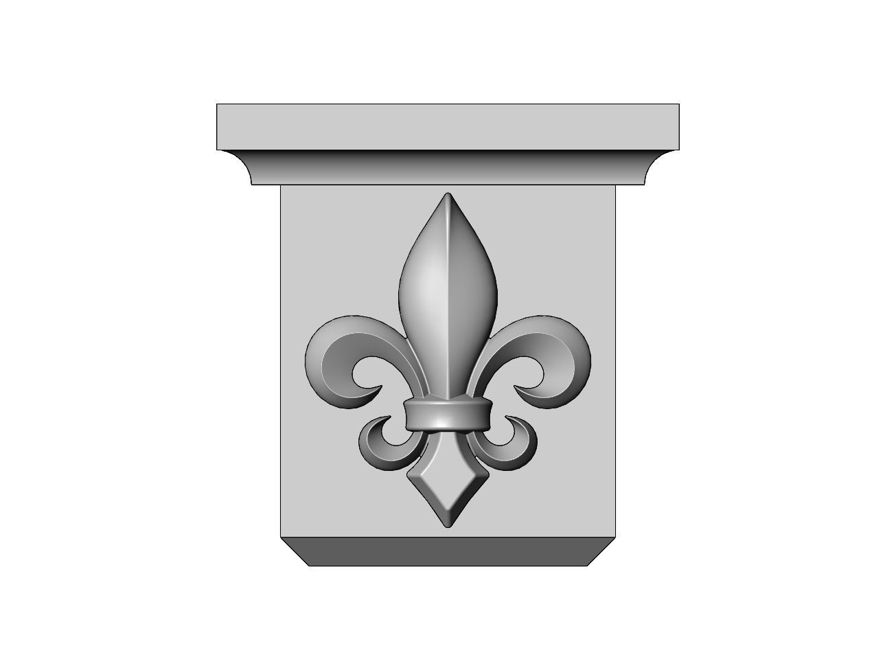 Neoclassical decorative Heraldic lily corbel and bracket 3D print model_1