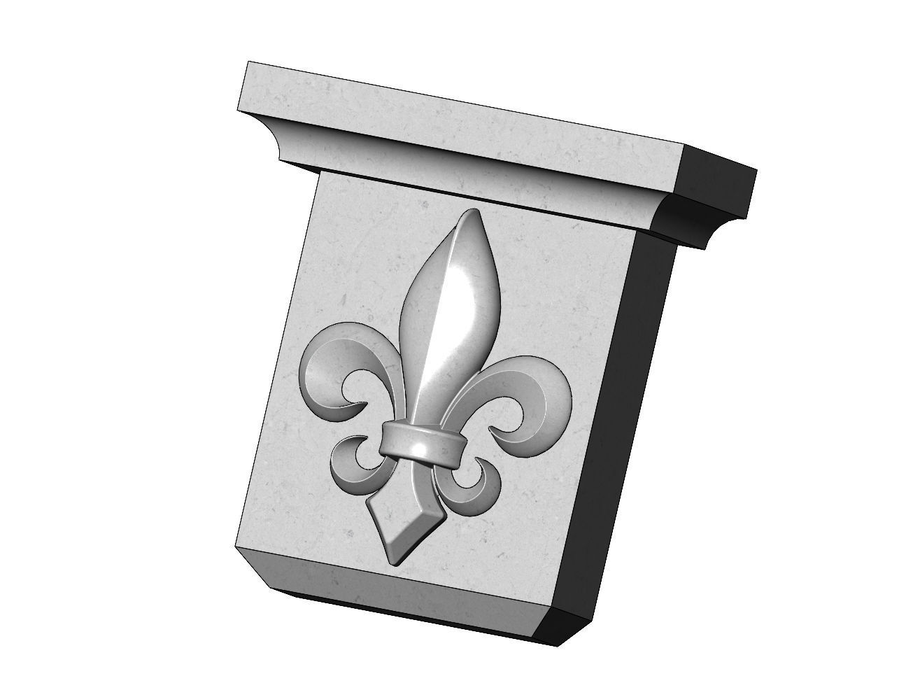 Neoclassical decorative Heraldic lily corbel and bracket 3D print model_7