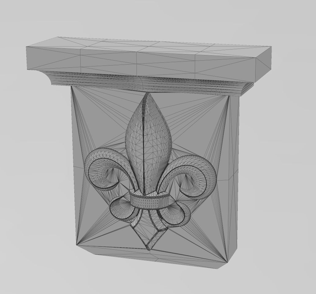 Neoclassical decorative Heraldic lily corbel and bracket 3D print model_13