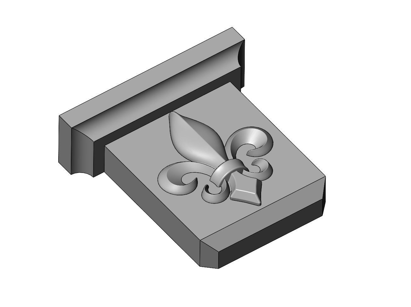 Neoclassical decorative Heraldic lily corbel and bracket 3D print model_2