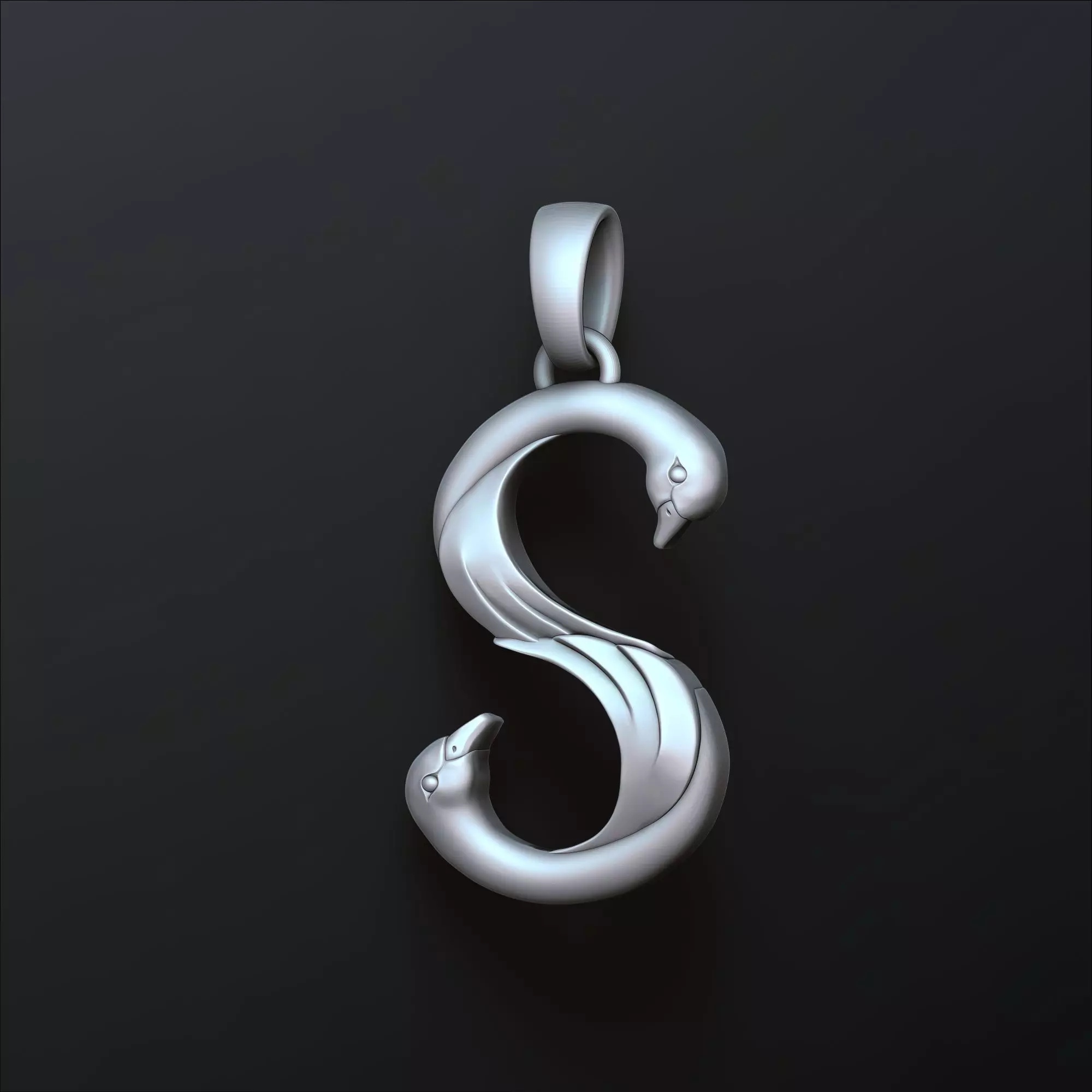 Bird Letter S Pendant 3D print model_0