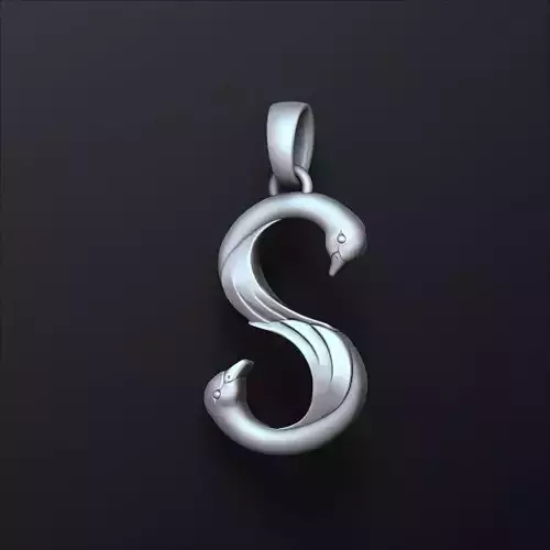 Bird Letter S Pendant 3D print model