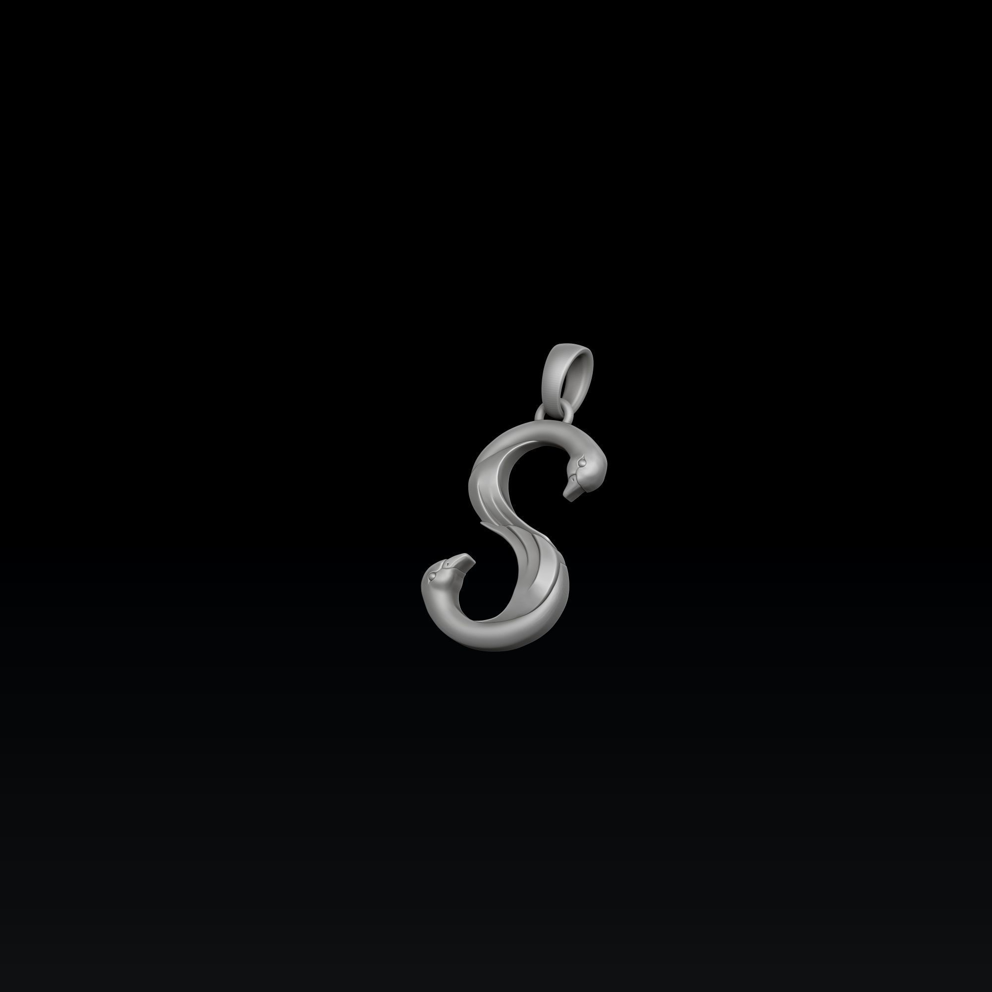 Bird Letter S Pendant 3D print model_3