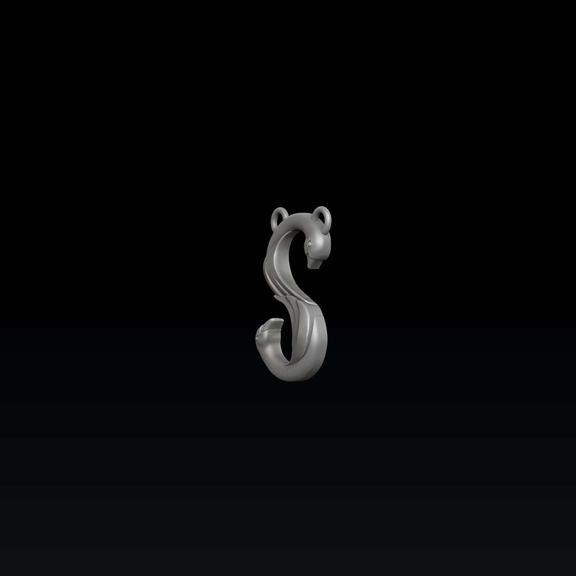 Bird Letter S Pendant 3D print model_4