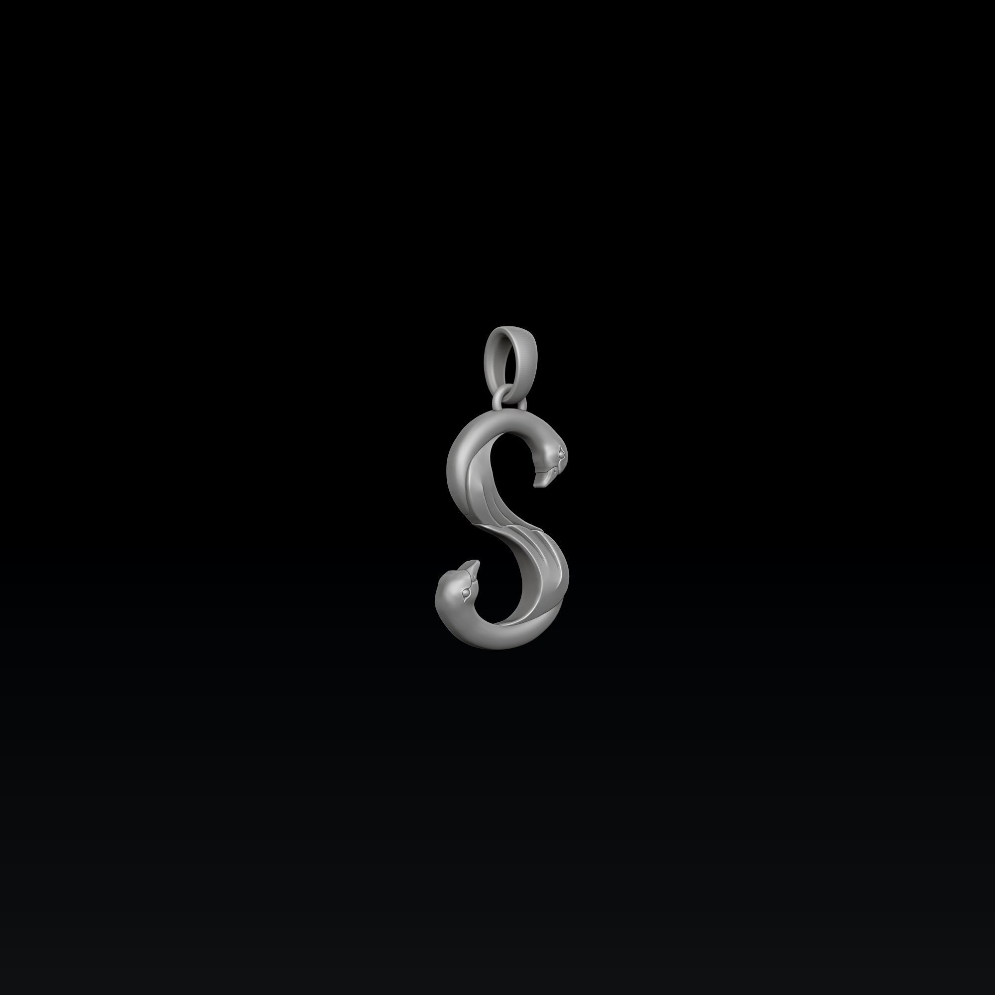 Bird Letter S Pendant 3D print model_5