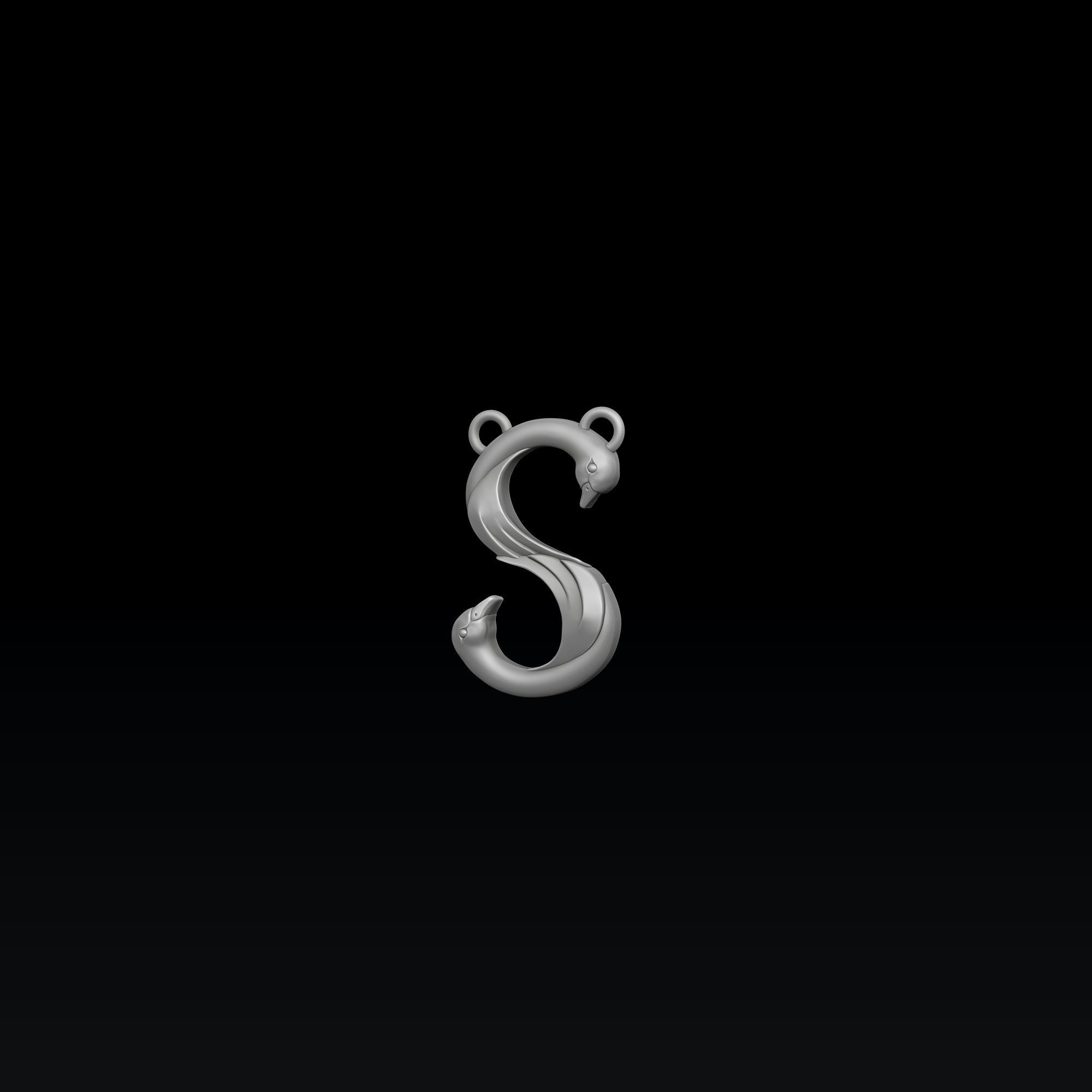 Bird Letter S Pendant 3D print model_2