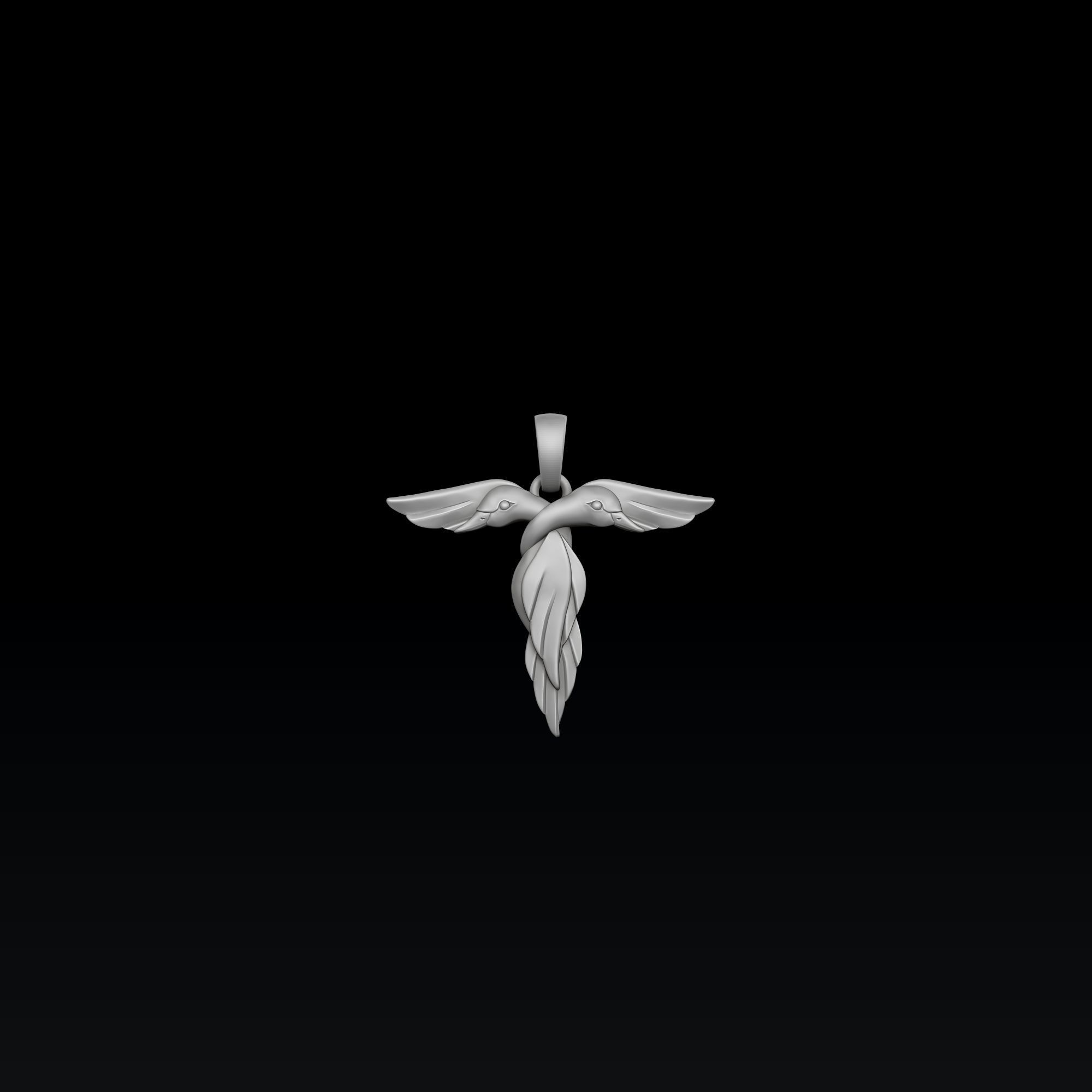 Bird Letter T Pendant 3D print model_1
