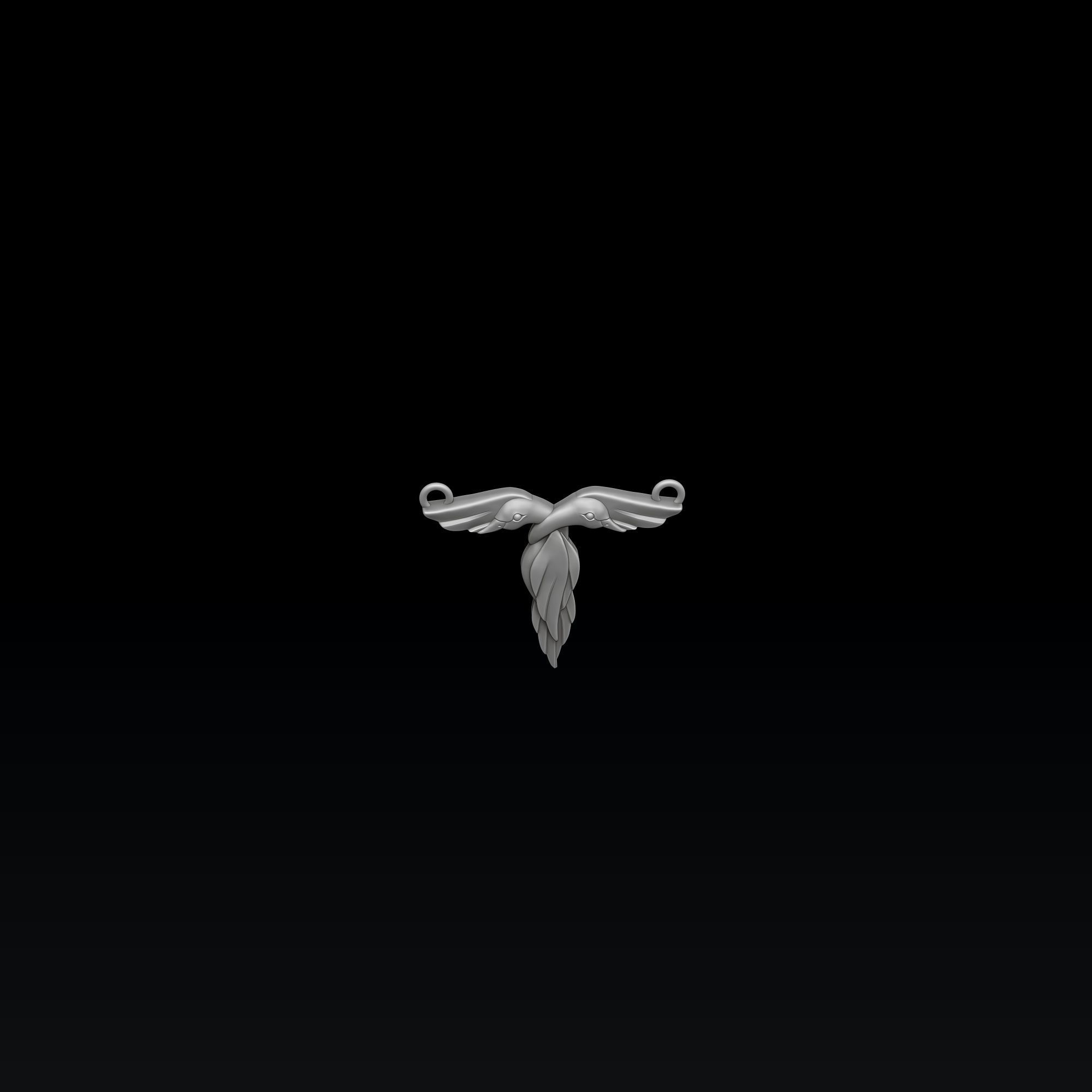 Bird Letter T Pendant 3D print model_2