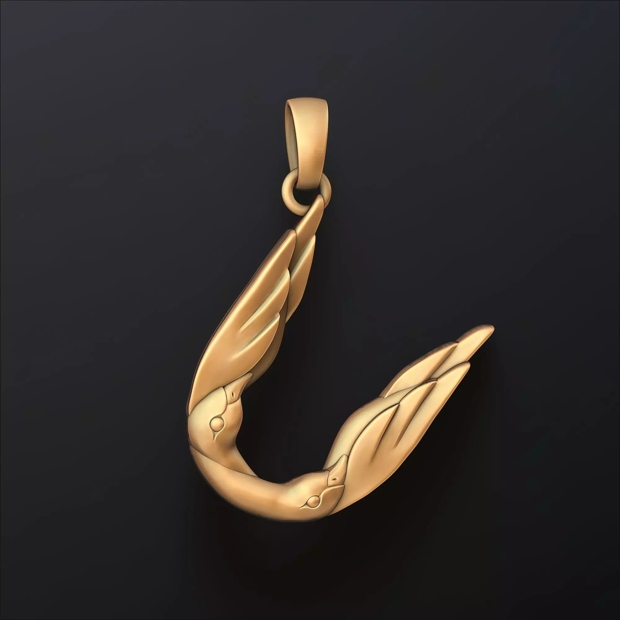 Bird Letter U Pendant 3D print model