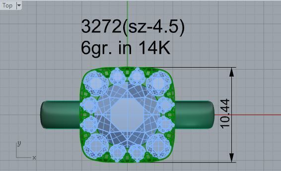 Square diamond ring 3272 3D print model 3D print model_4