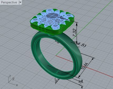 Square diamond ring 3272 3D print model 3D print model_7